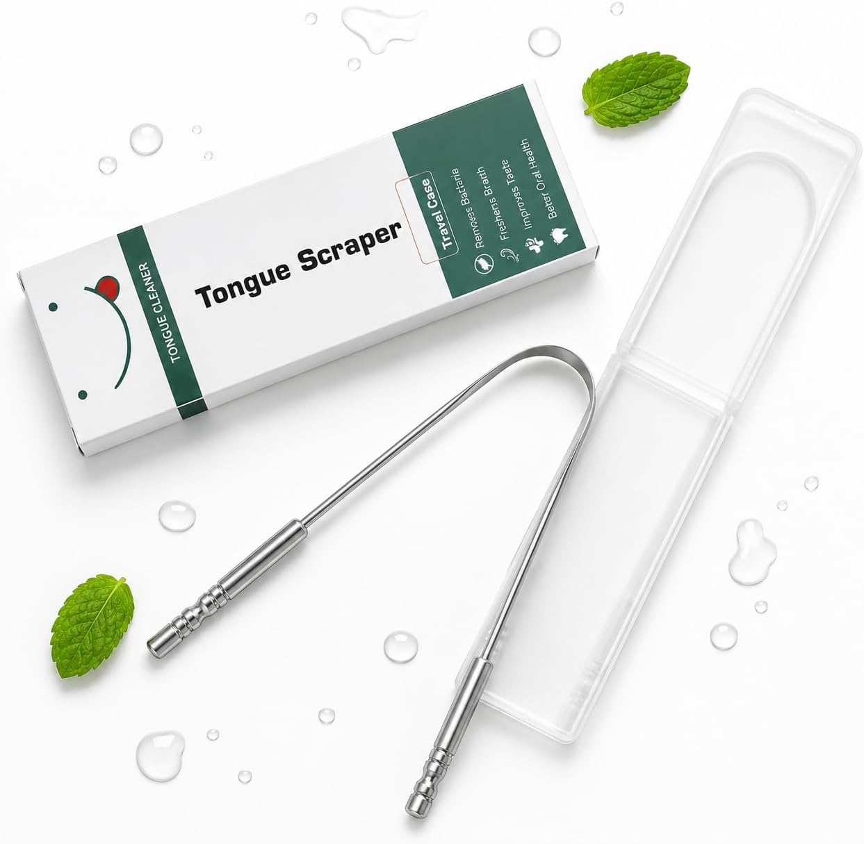 Portable Tongue Cleaner (with Storage Case),Daily Oral Hygiene,Easy to Use, Portable Design