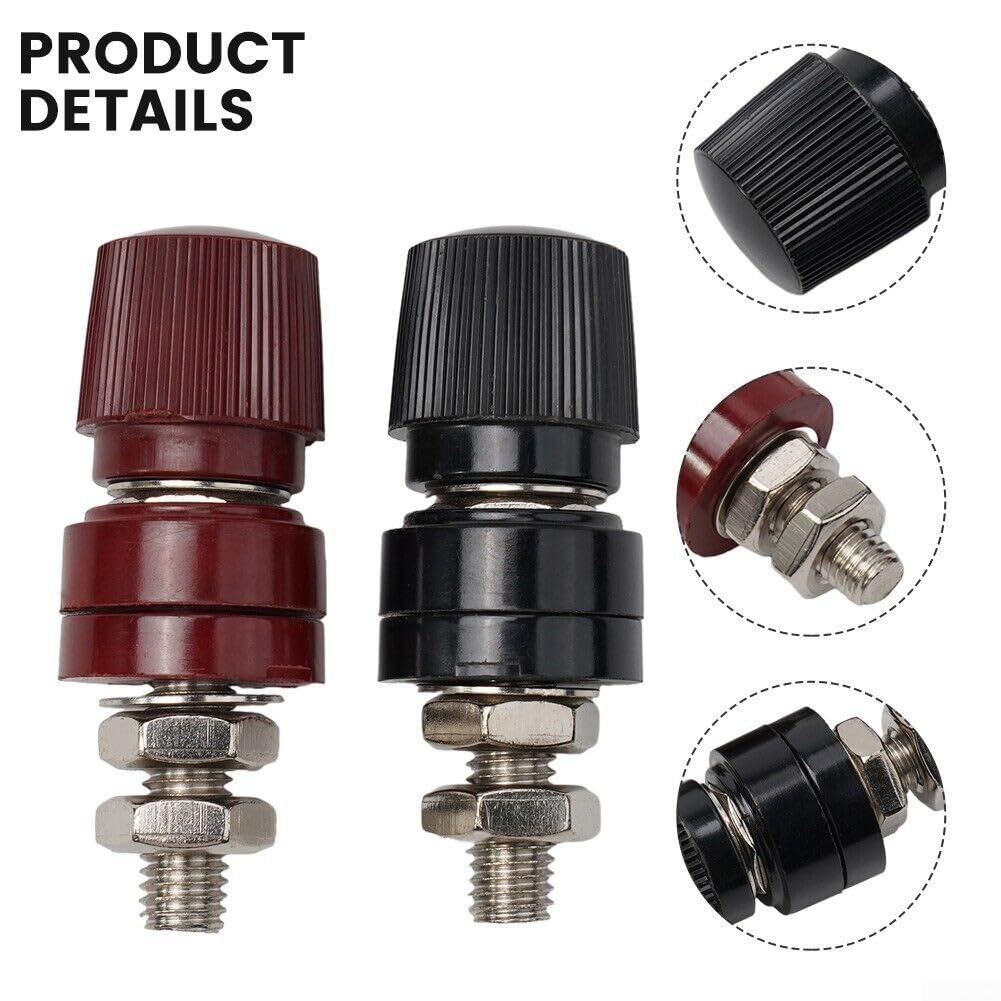 4 connettori maschio a vite 8 mm terminali in ottone isolati per batteria rosso + nero
