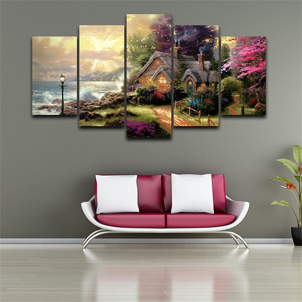 Peinture diamant 5D grand format haut de gamme modèle lodge pittoresque et strass brillants