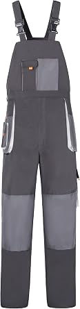 Mens Bib Overalls Mechanic Work Coveralls Adjustable Strap Painter Jumpsuit with Pockets