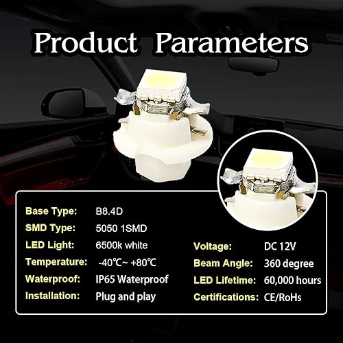 Miniatura 3 de OtpOutopa Guage - Bombillas de velocímetro de racimo súper brillantes 17, 18, 27, 37, 58, 86, 2721, bombilla T5, B8.4D 5050, 1SMD, tablero de