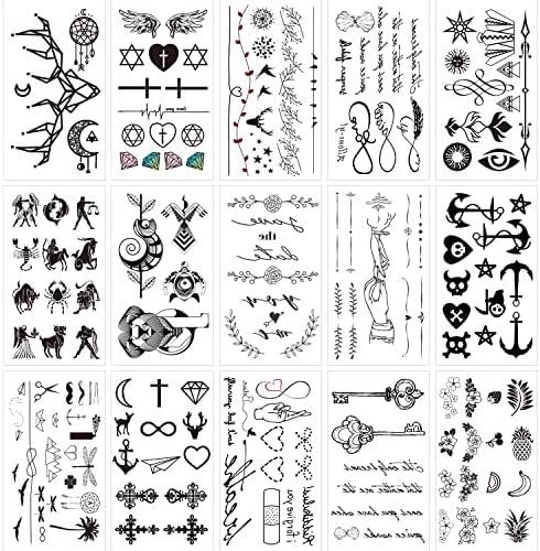GLARYYEARS Tiny Temporary Tattoos, Realistic Black Ink, Painless Body Art
