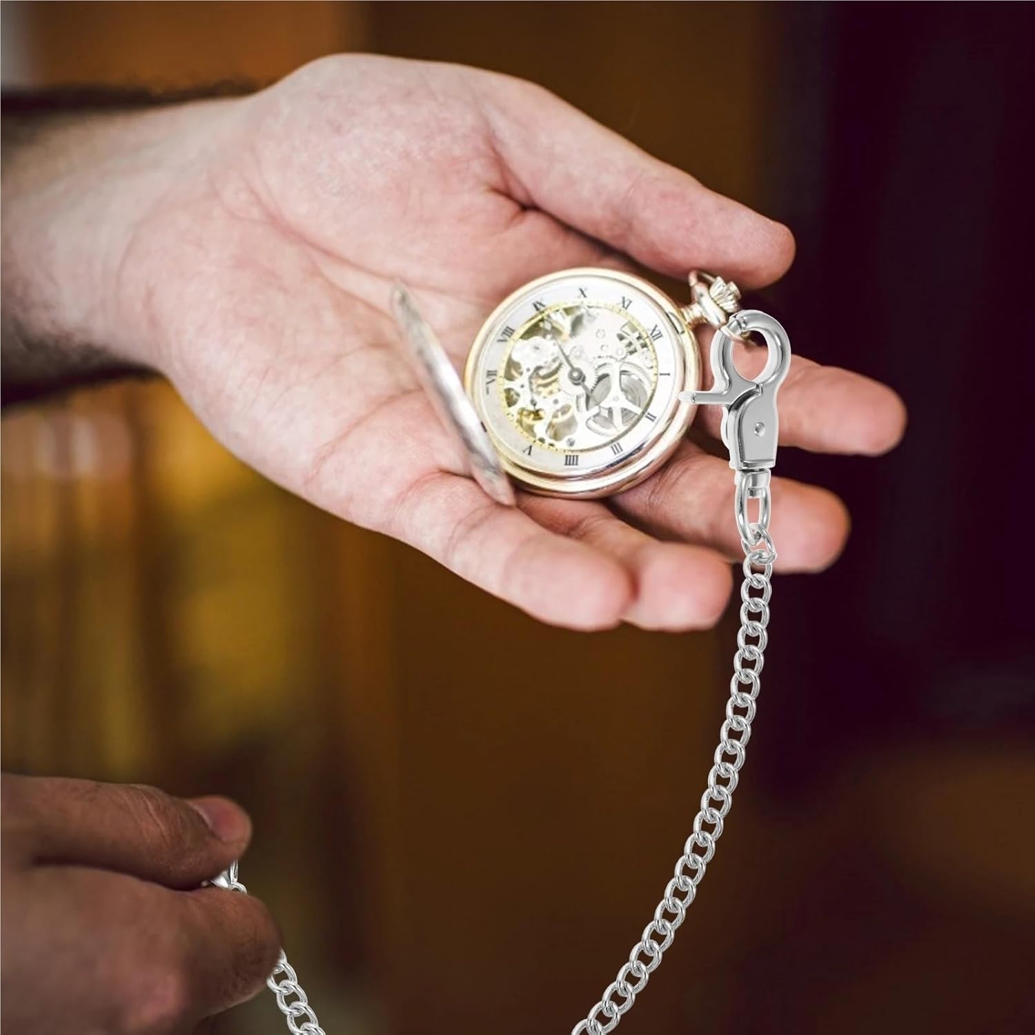 Pocket Watch Swivel Clip Chain 8pcs Stainless Steel Clothes Hanging Chain Pocket Watch Metal Handbags Tote Key Chains Buckle