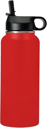 Vista 132 de LaserGram Botella de agua personalizada, palitos de lacrosse, acero inoxidable de doble pared aislada al vacío con popote superior, regalo grabado