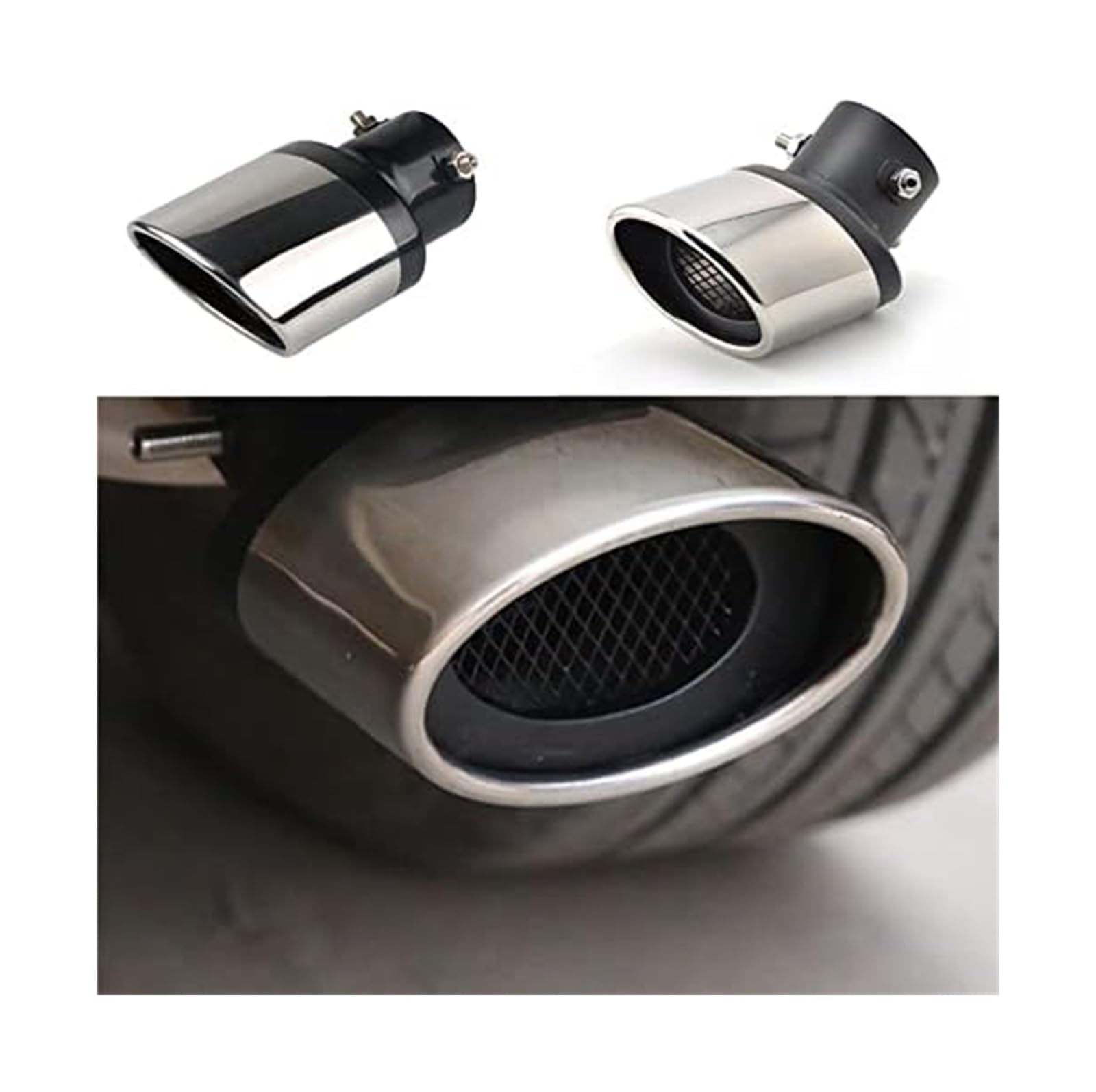 Tubo Escape Trasero Para R&enault Para Clio 4 63 Mm Acero Inoxidable Coche Silenciador Escape Trasero Tubo Cola Punta Silenciador De Garganta Trasera Tubo Escape Trasero(Bending)