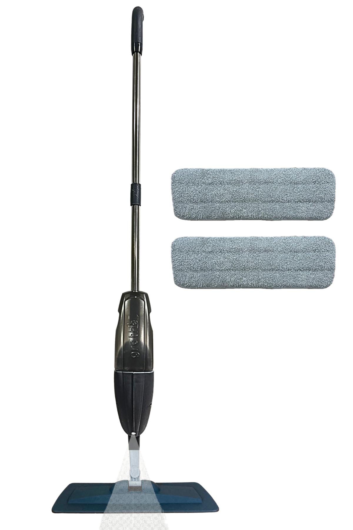 GROTHE Wipe Sprey Mop Gri 2 Mop Bezli TIPASIZ SİSTEM 700 cc Su Hazneli Mikrofiber Parke Mermer Fayans için Üretici Garantili