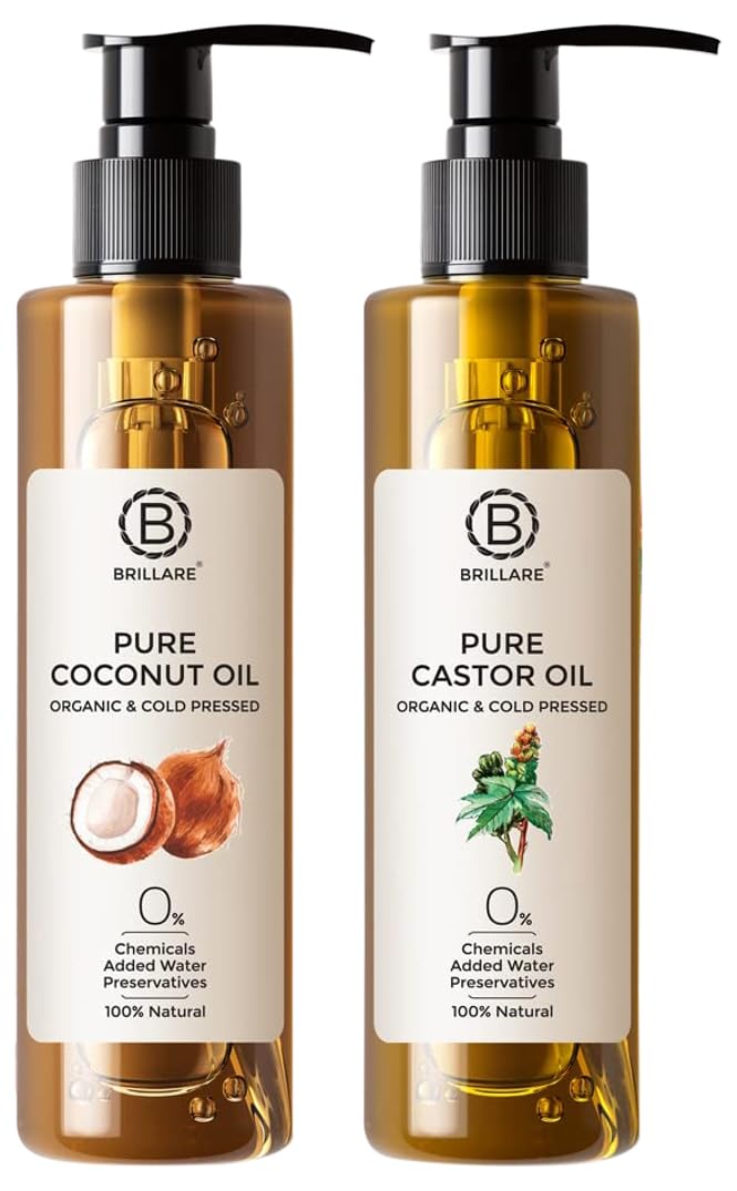 Brillare Pure Coconut Oil, 100 Percent Natural, Organic and Cold Pressed, Hair Oil 200 ML, Zero Chemicals & Brillare Pure Cold Pressed Castor Oil, 100 Percent Natural & Organic, 200 ML-image-47