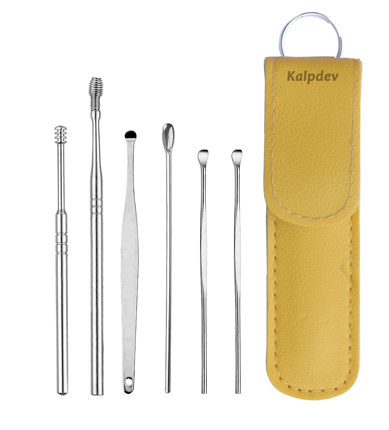 EarProtect Ear Wax Cleaner - Resuable Ear Cleaner Tool Set with Storage Box - Ear Wax Remover Tool Kit with Ear Curette Cleaner and Spring Ear Buds Cleaner (Yellow Bag)-image-12