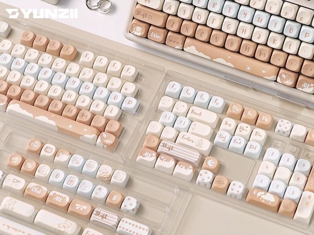 Cute Keycaps YUNZII 132 Keys , Dye-Sublimation PBT Custom Keycap Set ...