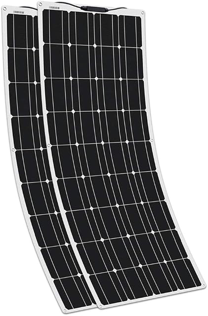 XINPUGUANG 200w Flexible Solar Panel 2pcs 100w 18v MonocrystallineSilicon Module for 12v Battery Home System Off Grid Kit (2x100w)