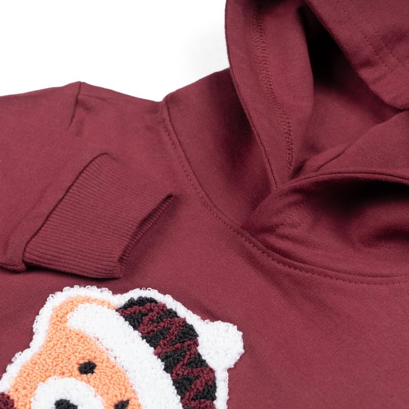 ARIEL Kids Cotton Fleece Full Sleeve Hoodie Sweatshirt for Boys and Girls (CHNLY-BURG-TEDY8-23YRS) Burgundy - Image 2 thumbnail