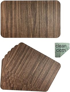 Red-A Dining Table Placemats Set of 6 Heat-Resistant Wipeable Table Mats for Kitchen Table Decoration Waterproof Vinyl Placemats Easy to Clean,Brown