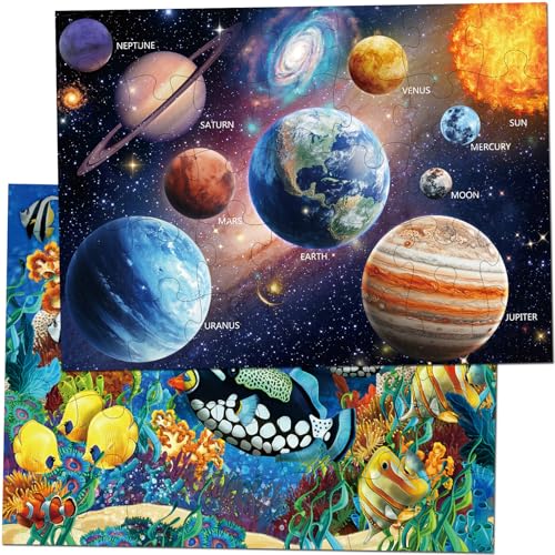 Jumbo Floor Puzzle for Kids Age 3-5 (35 PCS,2 x 1.45 Feet) Double...