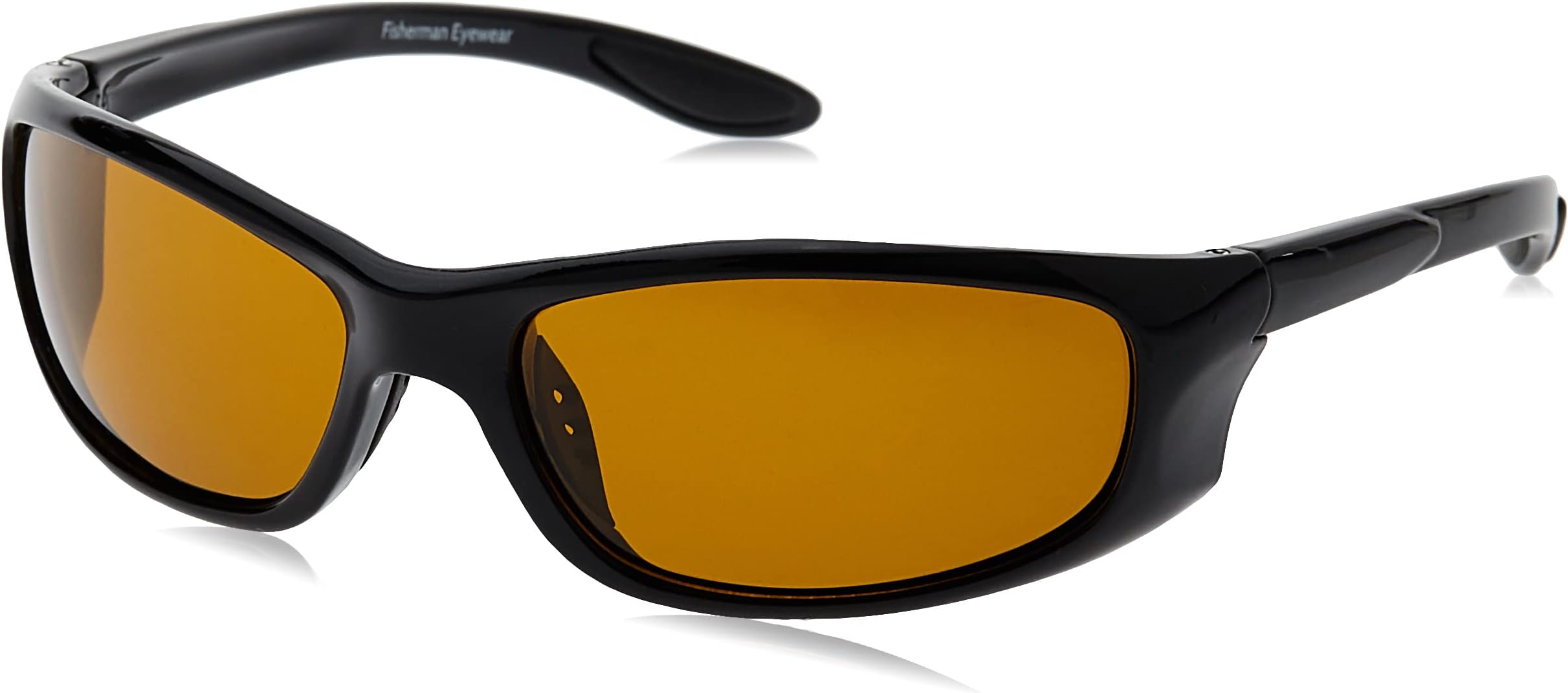 Fisherman Eyewear Riptide Sunglass, Black Frame, Amber Polarized Lens, Medium/Large