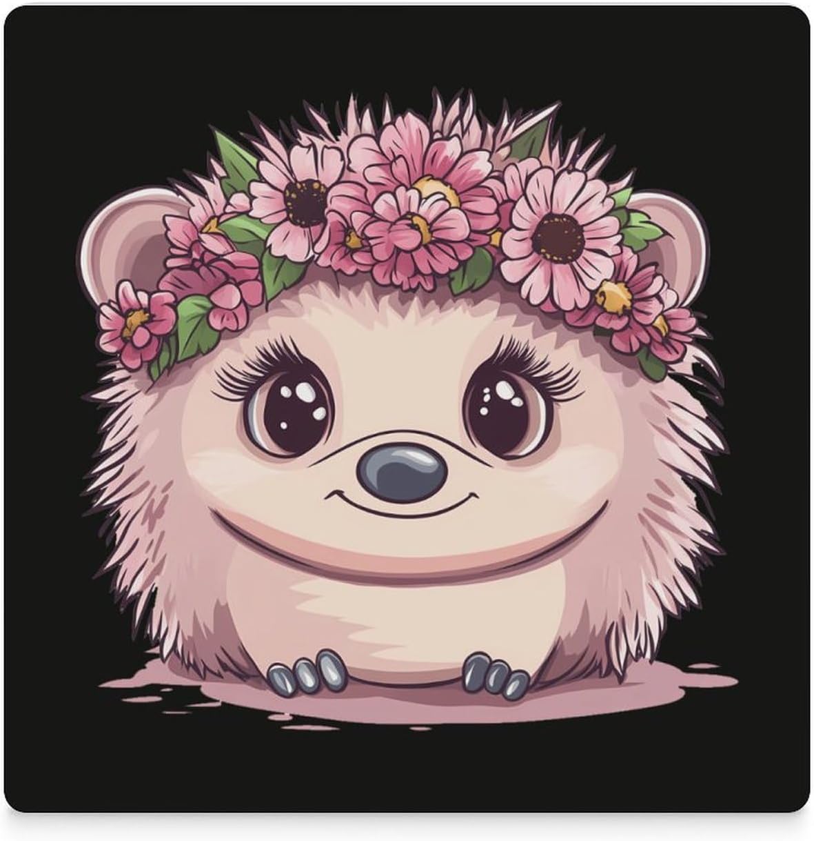 Beautiful Hedgehog Coasters for Drinks Square Table Coasters Set Cup Mats with Cork Base