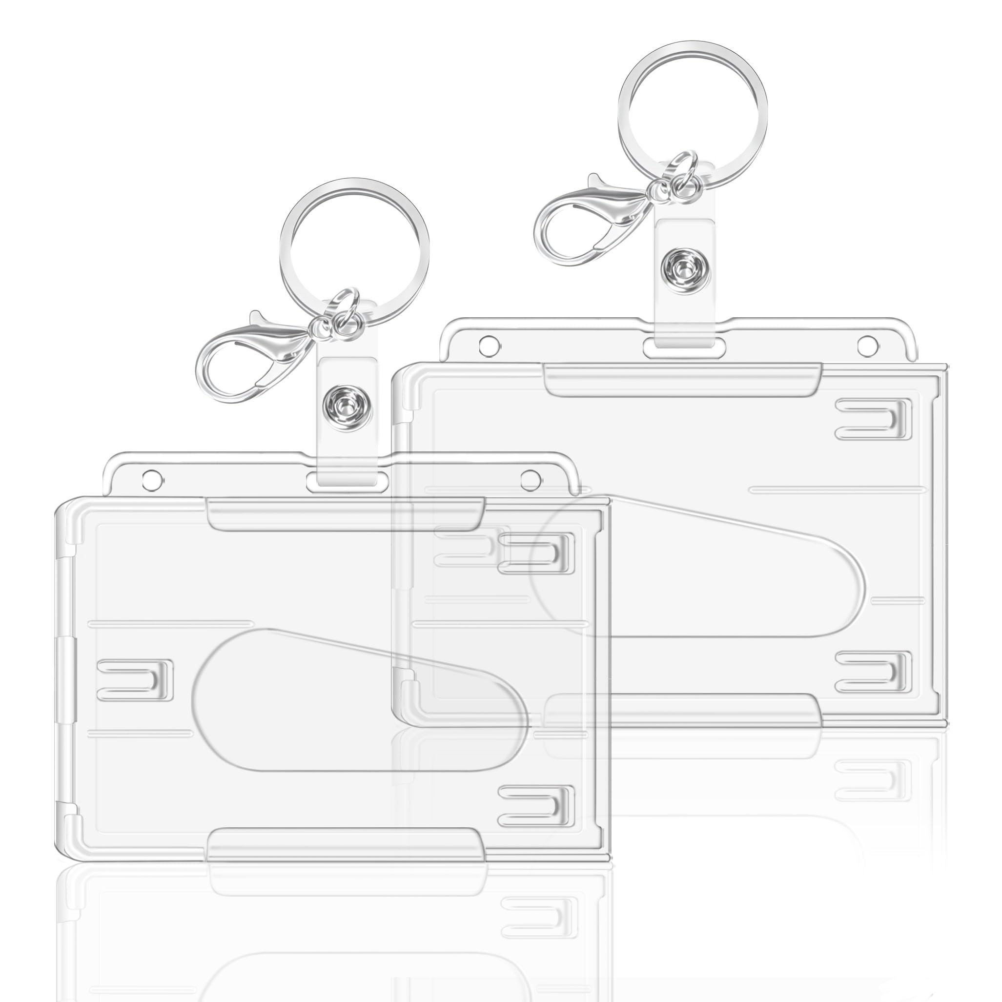 Portatarjetas de Identificación - Juego de 2, Funda de Plástico Resistente, Ideal para Tarjetas de Proximidad, Tarjetas de Crédito y Documentos de Identificación (Horizontal 2 Pcs)