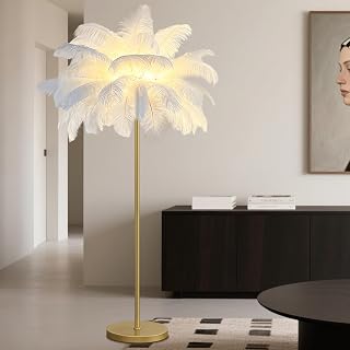 LED Federlampe 160cm 3-Farbig Dimmbare Stehlampe für Wohn- und Esszimmer, Sofa, 