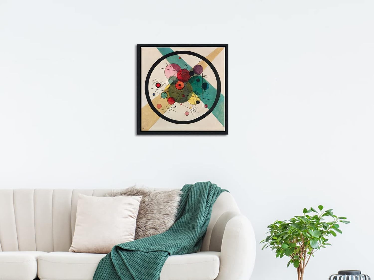 Wieco Art Framed Wall Art Canvas Prints Circles in a Circle, 1923 by Wassily Kandinsky Classic Art Reproductions Canvas Wall Art for Home Decoration