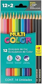 Ecolapis cor, Faber-Castell, multicolor super, 11.1200N+2G, 12 cores + 2 lapis, 14 unidades, Multicor