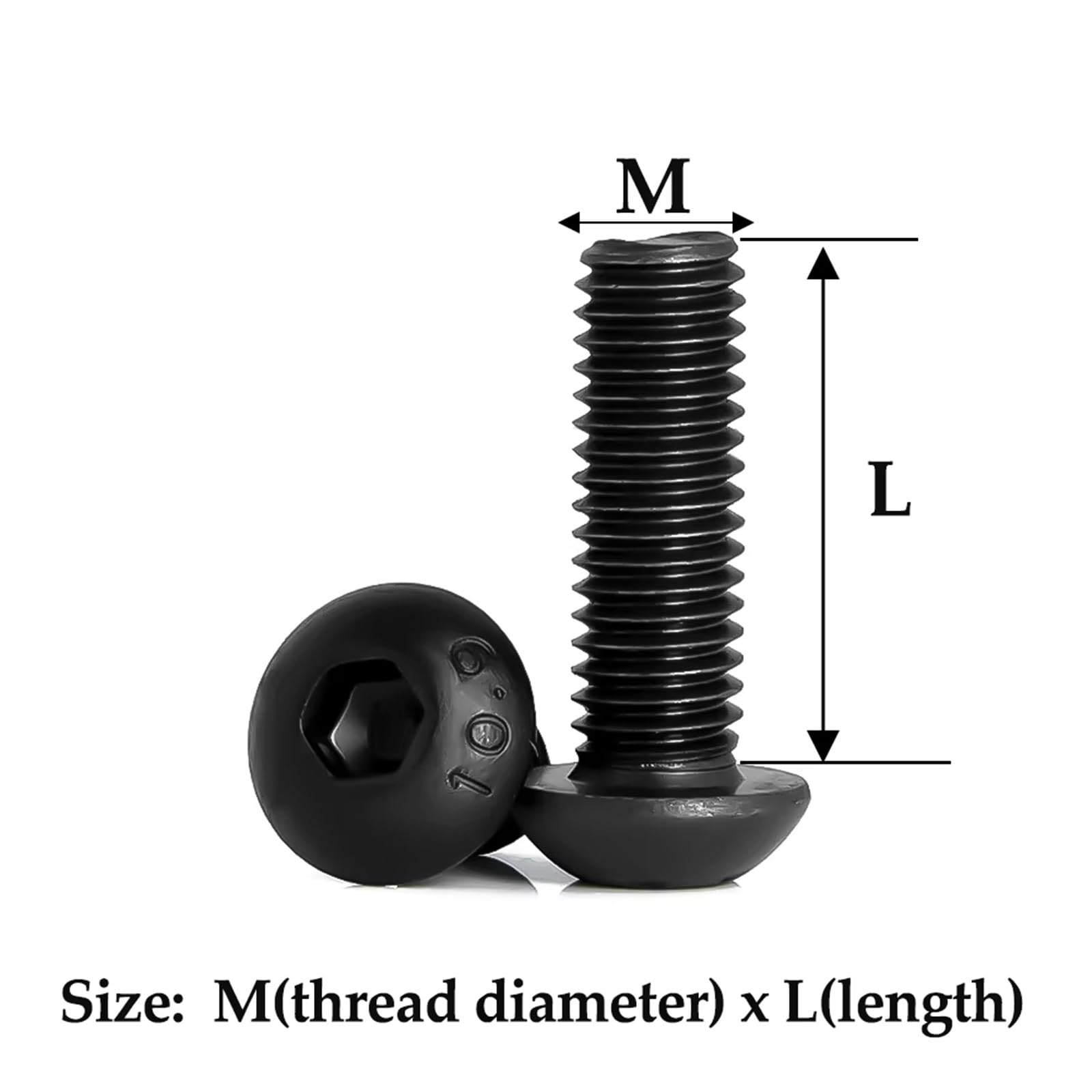 Motocicleta Tornillos Para La Motocicleta Hexagonal Hexagonal Socket Button Tornillo De Cabeza Redonda Tuerca Y Arandela M2 M2.5 M3 M4 M5 M6 Acero Al Carbono Negro Tornillo Allen