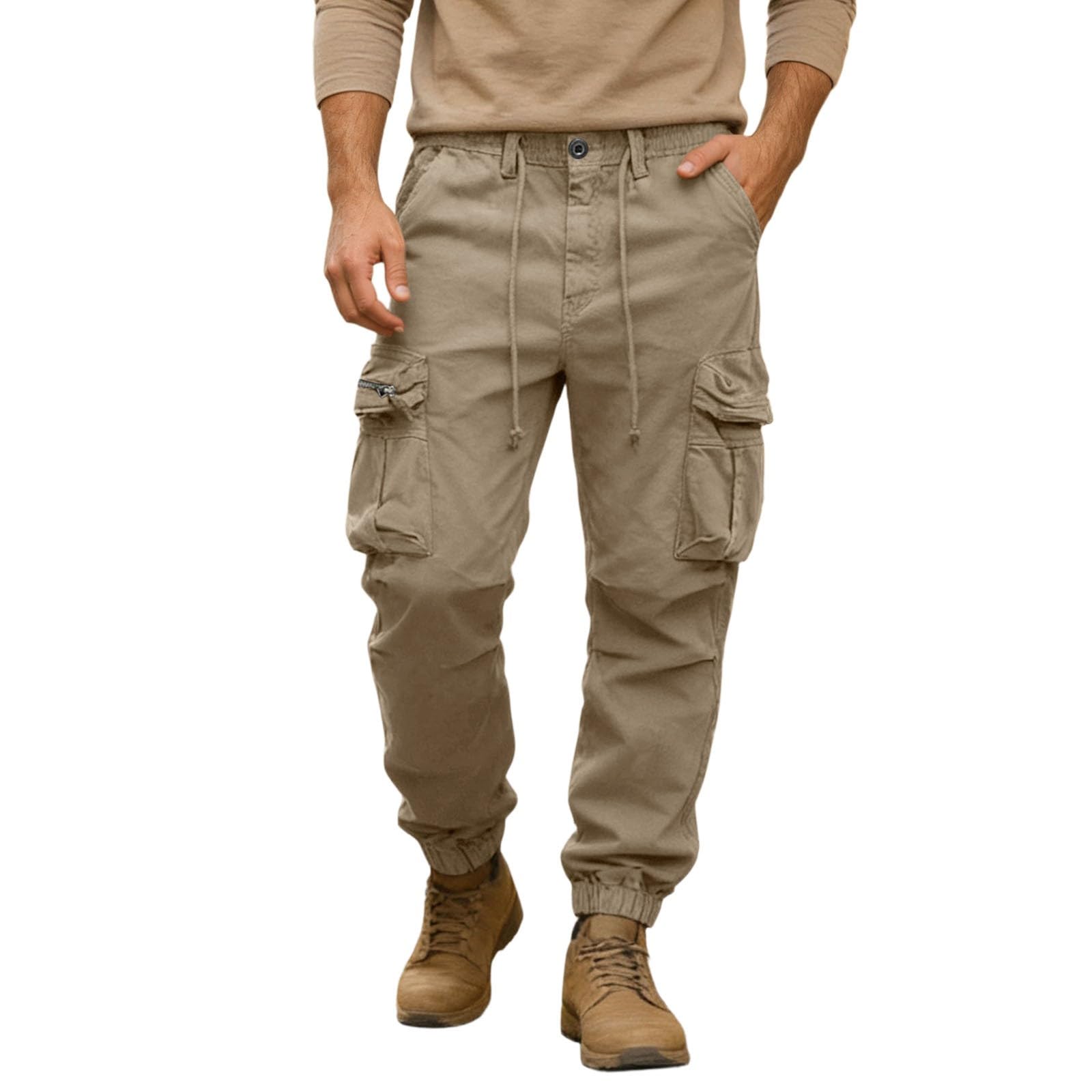 Pantalones Cargo Casuales de Moda, Pantalones de Trabajo con Bolsillos de Color sólido para Uso Diario al Aire Libre.