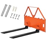 GarveeTech 46 in Skid Steer Pallet Forks, Heavy Duty 3200 LBS Capacity Skid Steer Forks Attachment for Tractors and Loaders, Quick Attach Mount, Orange