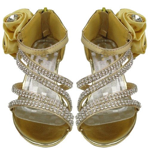 Kids Dress Sandals Assymetrical Strappy Rhineston Back Zipper2