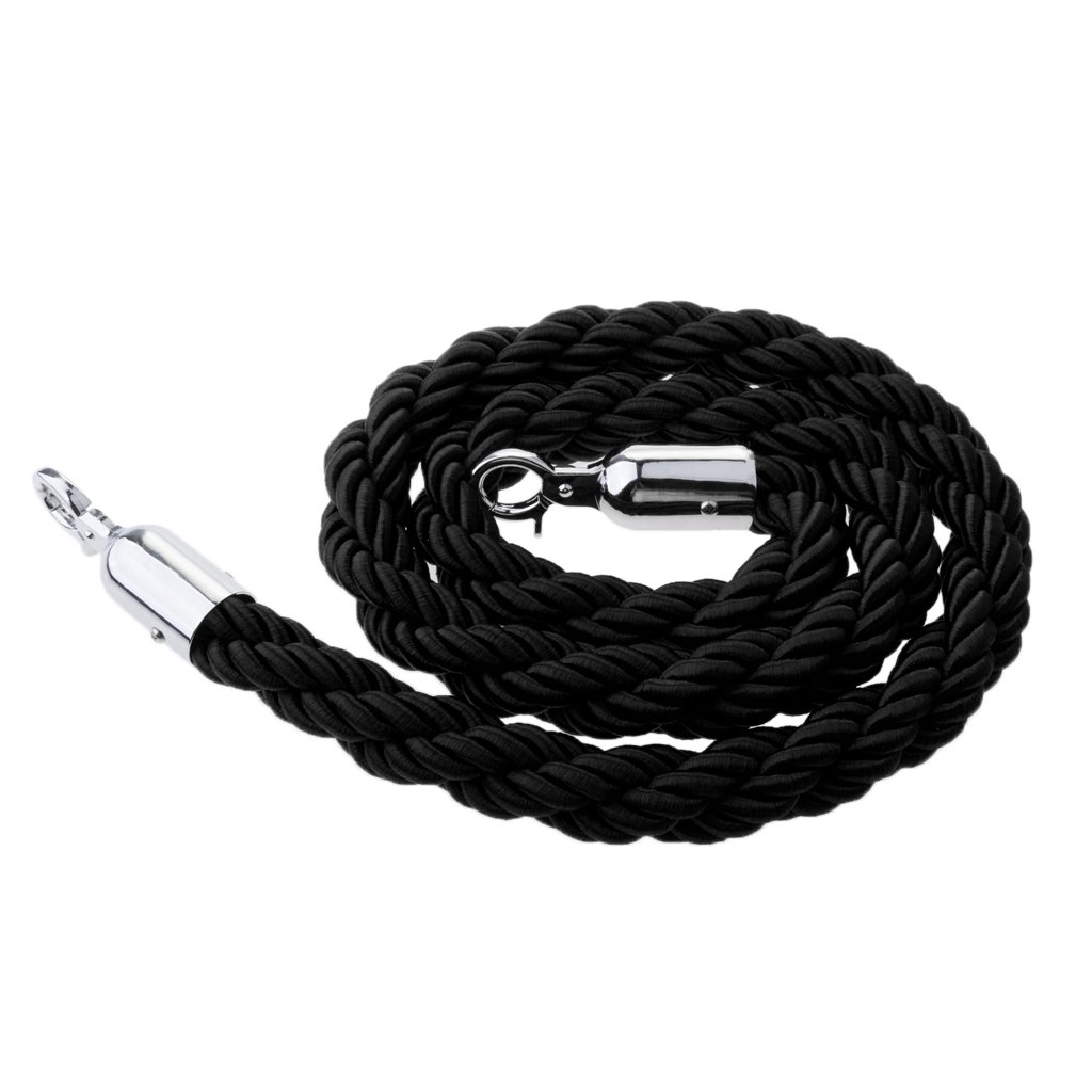 B Baosity Corde de Barrière Diviseur de Files d'Attente 1.5m Corde Torsadée Cordon Séparation pour Poteaux de Guidage - Noir
