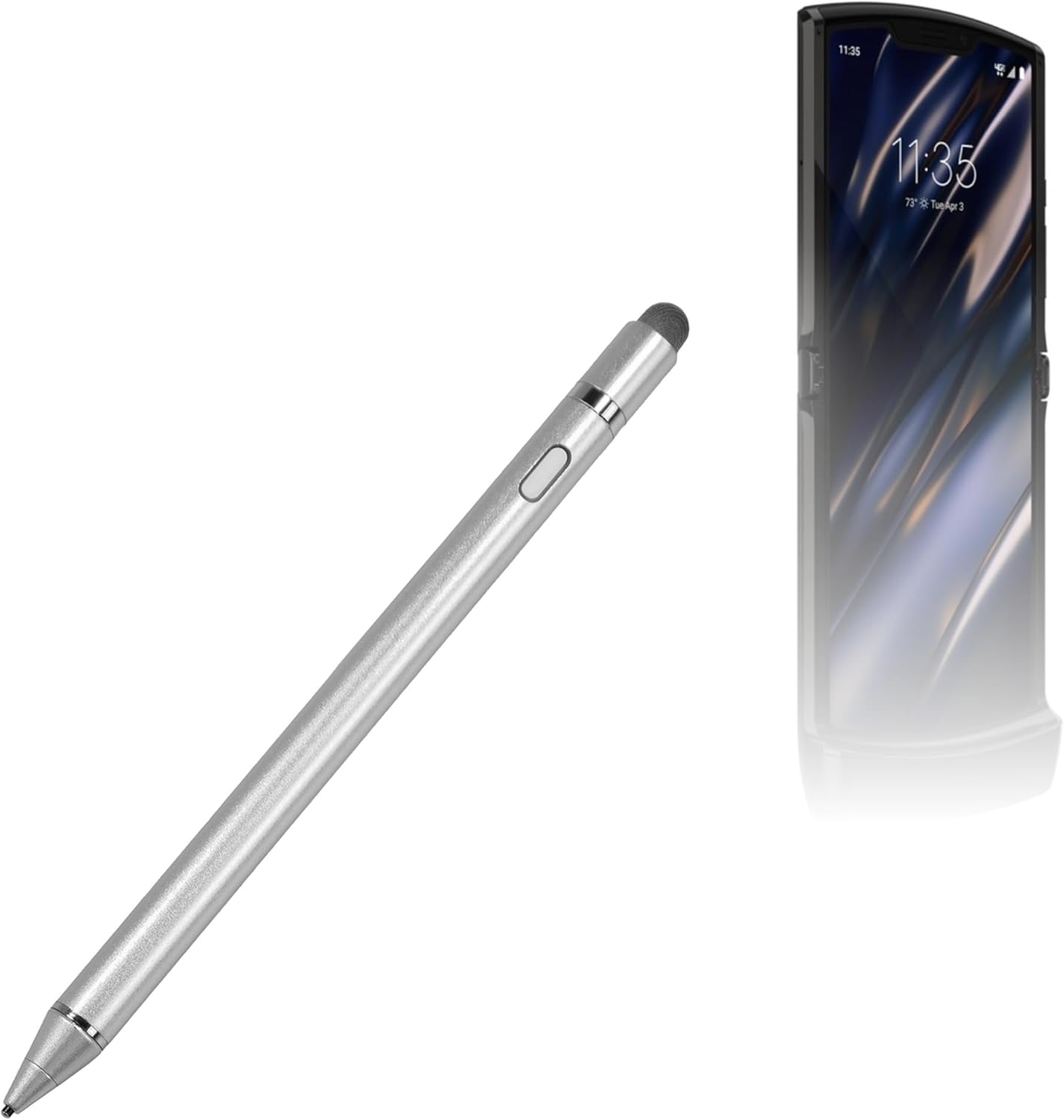 BoxWave Stylus Pen Compatible with Motorola Razr (2020) - AccuPoint Active Stylus, Electronic Stylus with Ultra Fine Tip - Metallic Silver