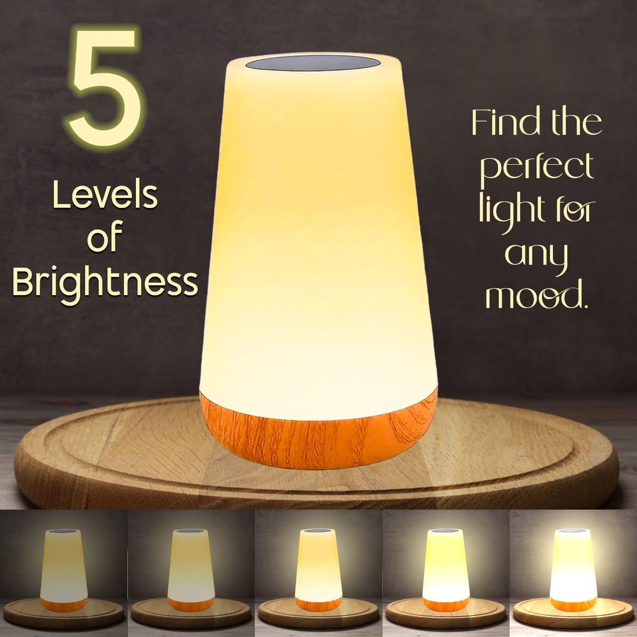 Bedside Light, LED Touch Night Lamp for Bedroom 13 RGB Colours with 5 Brightness 1800 mah Bedside Touch Lamp - Image 3
