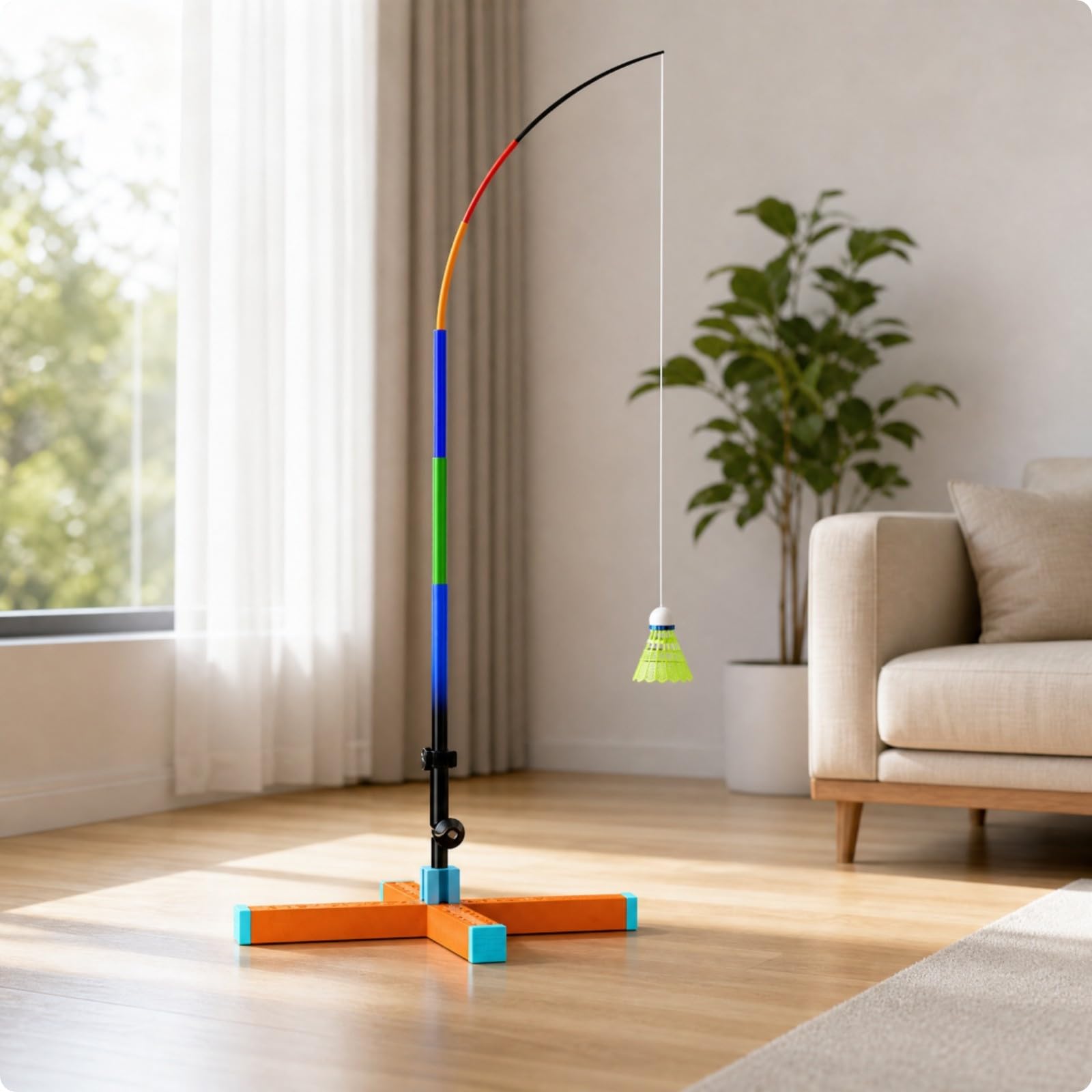 harayaa Entrenador Bádminton con Raqueta y Cordón Elástico Portátil Plástico y Nailon Estable Resisn Al Viento para Adultos, Patio