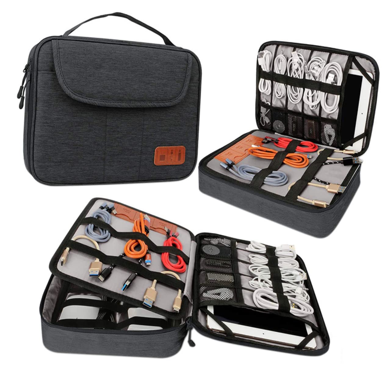 NUOBESTY Organizer Borsa Per Cavi Esterni Custodia Per Dispositivi Elettronici e Digitali Spazio Di Archiviazione Ampio Per Telefoni e Tablet Da Design Strati Maniglia Per Trasporto Comodo