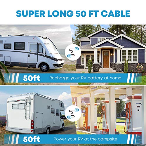 image for Kohree 30 Amp RV Power Extension Cord 50 ft with Grid Handle Heavy Dut