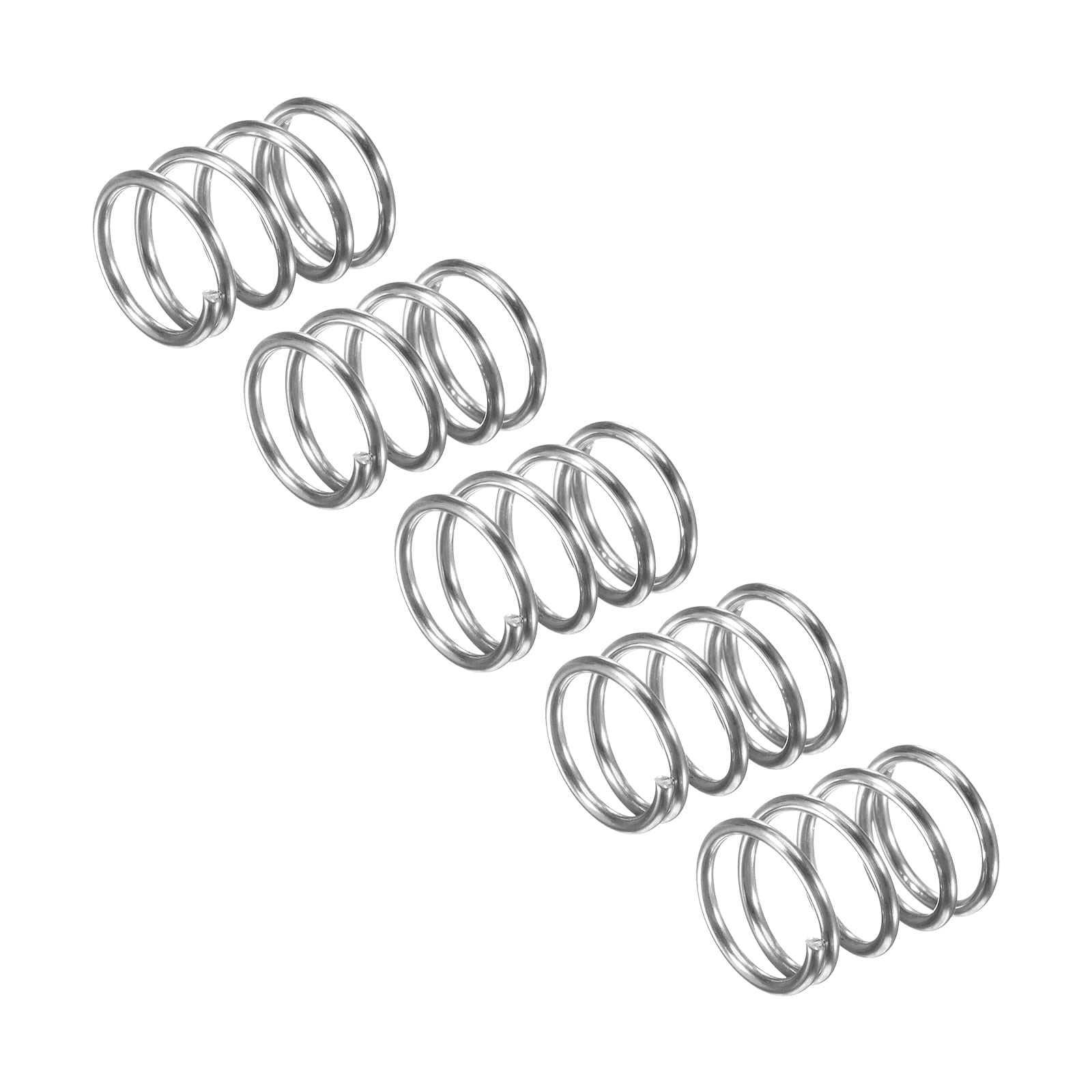 uxcell Compression Spring, 5Pcs 304 Stainless Steel, 8mm OD, 0.8mm Wire Size, 10mm Free Length, Silver Tone-image-30