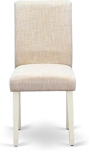 Miniatura 4 de East West Furniture ABP2T02 Abbott Parson - Juego de 2 sillas tapizadas de tela de lino beige claro, color blanco lino