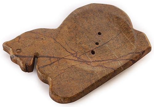 Soporte para jabonera de piedra de mármol de 4.5 pulgadas, hecho a mano, barra en forma de caballo, bandeja antideslizante para fregadero de cocina,