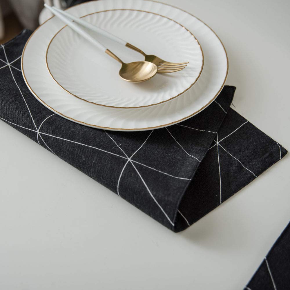 Manteles Individuales,Manteles Individuales Para Mesa De Comedor, Manteles Individuales Negros, Manteles Individuales De Lino De Algodón, Manteles Individuales Geométricos Modernos Simples, Mantel