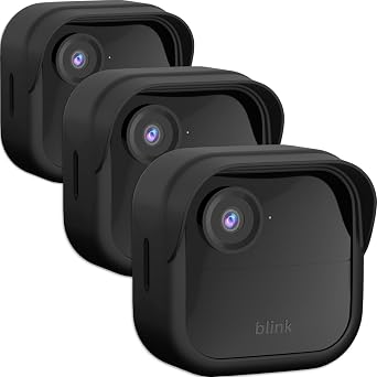Silicone Skin Case/Cover for Blink Outdoor 4 (4th Gen)/2K+ Weatherproof Silicone Case with Brim for Full Camera Protection, Blink Outdoor 4/2K Smart Security Camera Accessories (Black, 3 Pack)