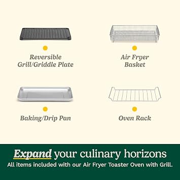 Cuisinart Air Fryer Toaster Oven, 1800W, 8-in-1 with Air Fry, Convection, Broil & Warm, 0.6 Cubic Feet, 60-Minute Timer, TOA-70NAS, Stainless Steel