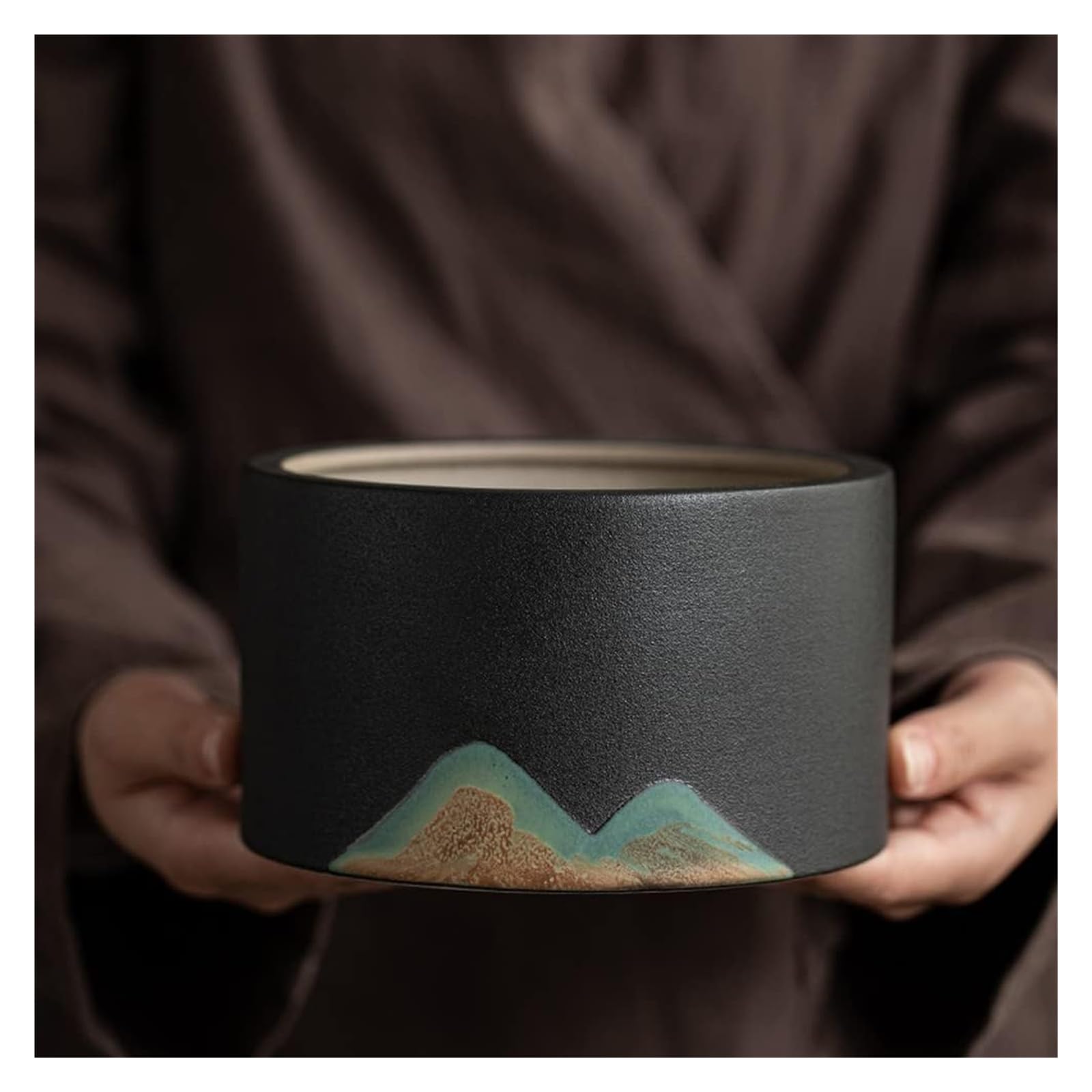 Keramische Becher. Kaffeetasse, Teetasse, 15,2 cm, Teewäsche, handbemaltes Steingut, Teerückstände, Glas, Tassenwäsche, Stiftwäsche, Teezeremonie