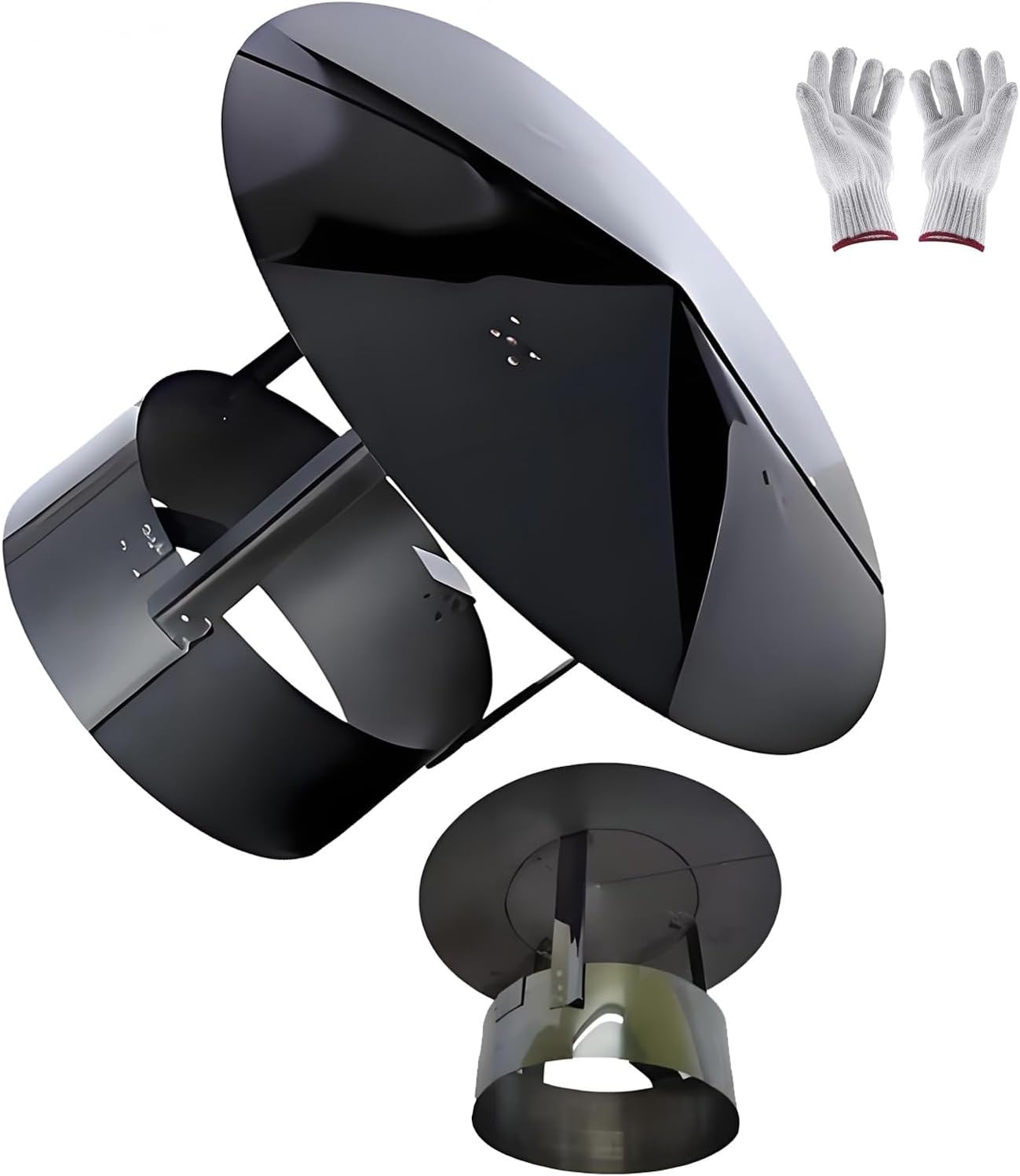 Titanium Black Stainless Steel Chimney Cap 10-30cm Round Roof Rain Cover Vent Pipe Topper 0.5mm Thick Smoke Stack Rain Hat for Home Use