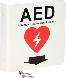 American Hospital Supply AED Sign Wall Mounting Medical Sign with Double Sided Design Mounting Screws Pre-Drilled Holes - Dual AED Sign (6 x 6 inch)