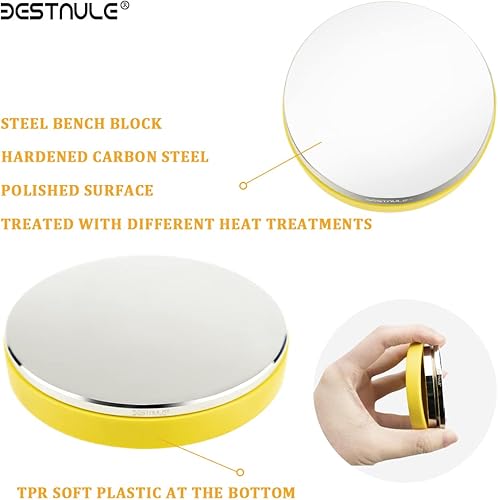 Miniatura 10 de BESTNULE Bloque de banco de acero profesional, cubierto con plástico suave TPR en la parte inferior, espejo de mesa de estampado de metal, pulido