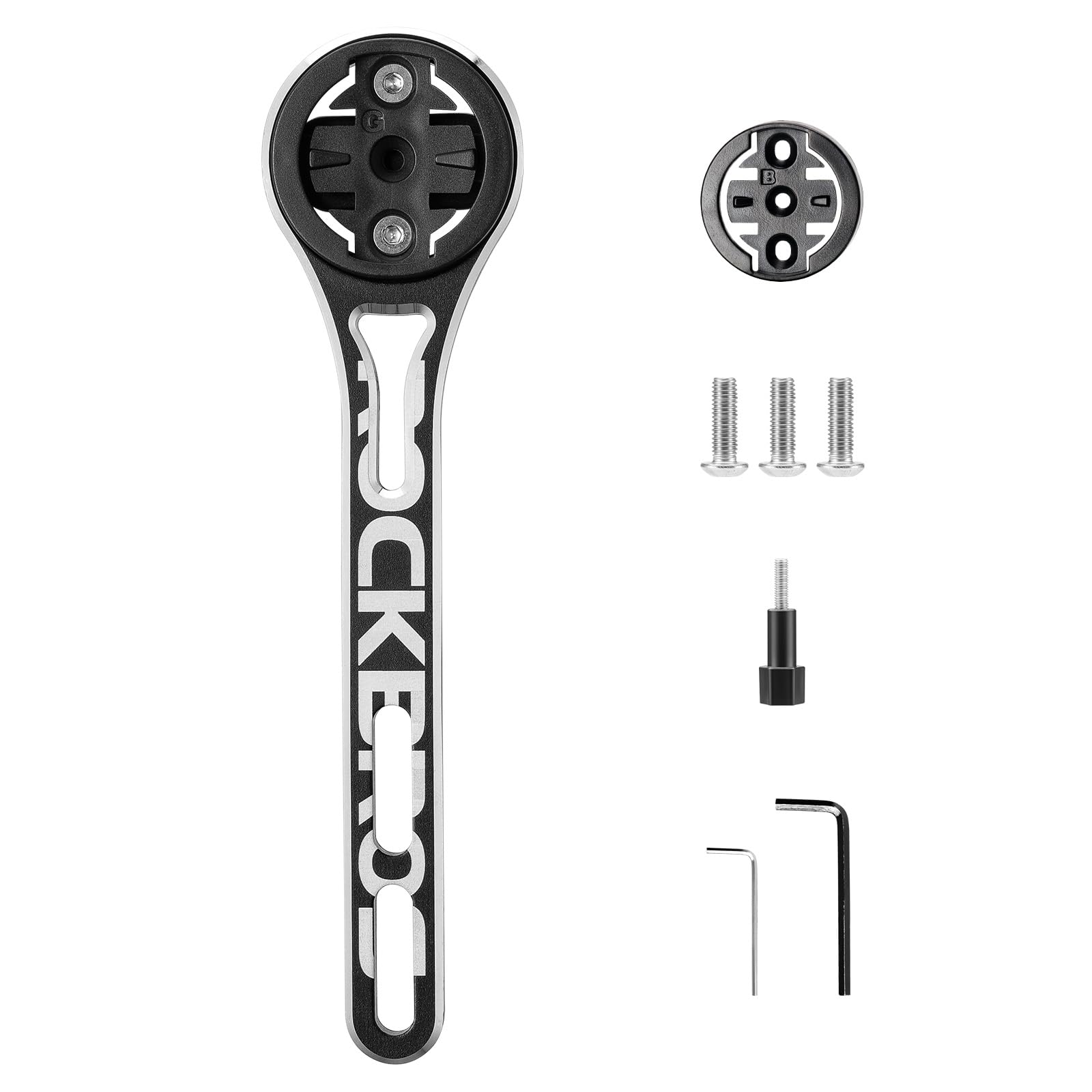ROCKBROS Aero Bike Computer Mount Aluminum Out Front Road Bike Computer Extended Lightweight Handlebar Mount Compatible With For Garmin, Bryton, Action Cameras, Lights 45g