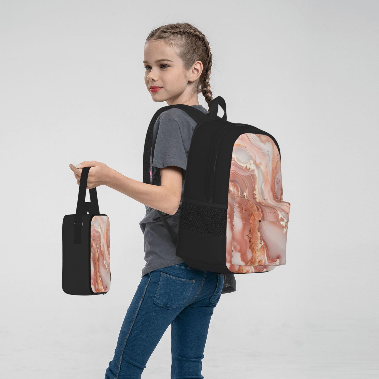 Zaino, borsa portapranzo, astuccio, set da 3 pezzi, per lavoro e