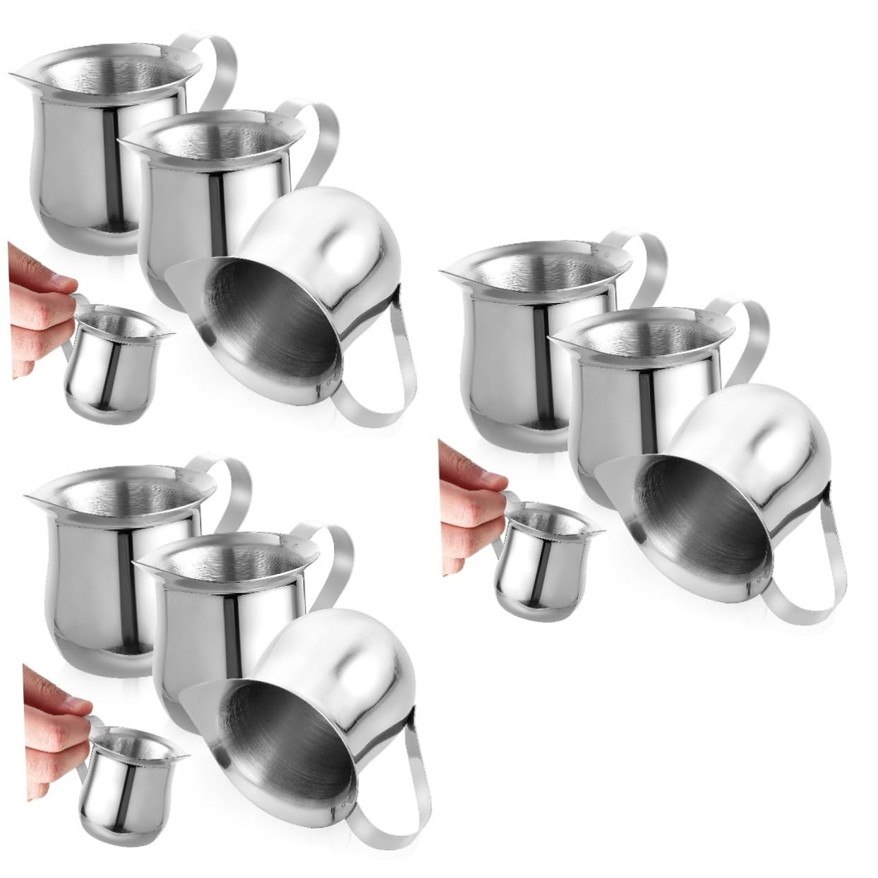 9piezas Jarras De Leche De Acero Inoxidable De Tazas Pequeñas Para Espumar Leche y Preparar Café Espresso