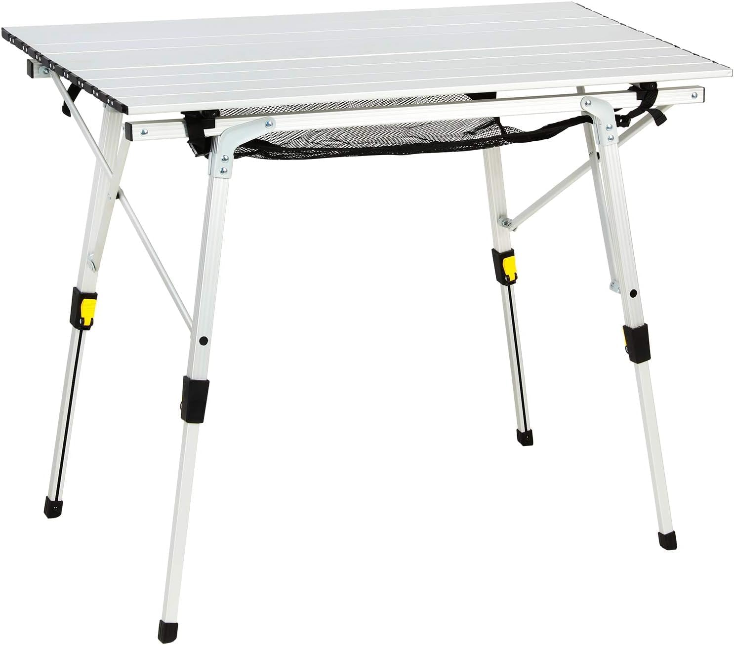 PORTAL Outdoor Folding Portable Picnic Camping Table with Adjustable Height Aluminum Roll Up Table Top Mesh Layer