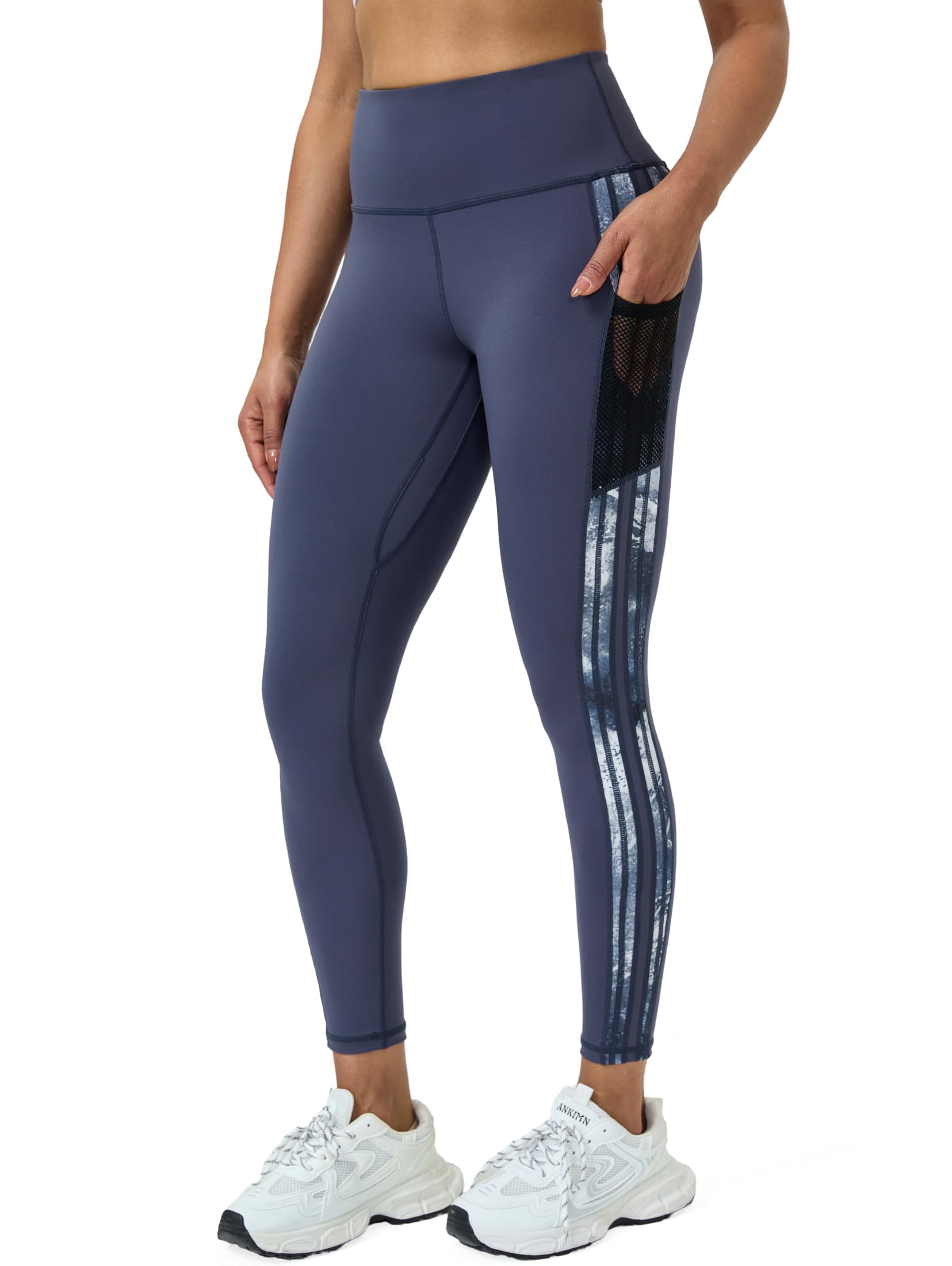 Tuspryt Leggings Damen mit Taschen,Blickdichte sportleggins Damen lang Fitnesshose Laufhose Sporthose Damen