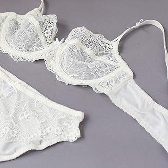 Sexy See Through Unlined Bra Set Floral Lace Plus Size Underwear