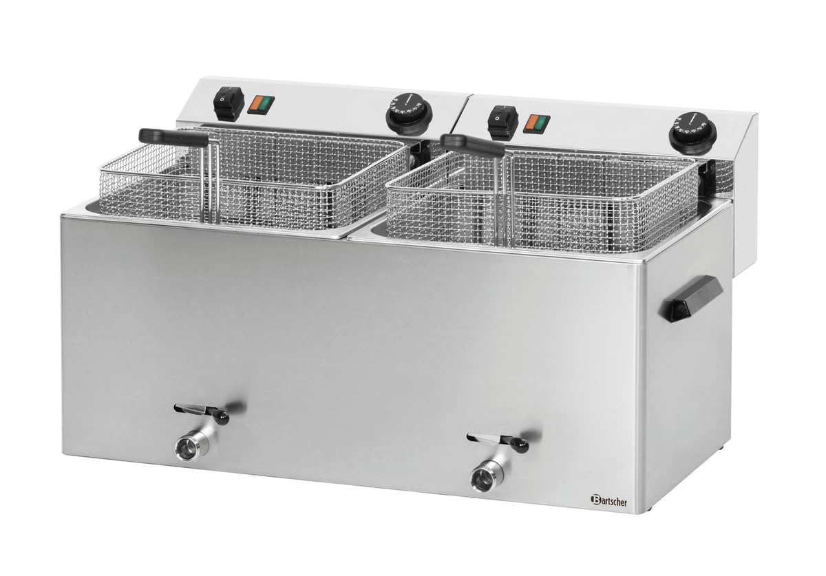 Bartscher Elektrofritteuse PROFI 2 Becken je 10 Liter mit Fettablasshahn Gastronomiebedarf